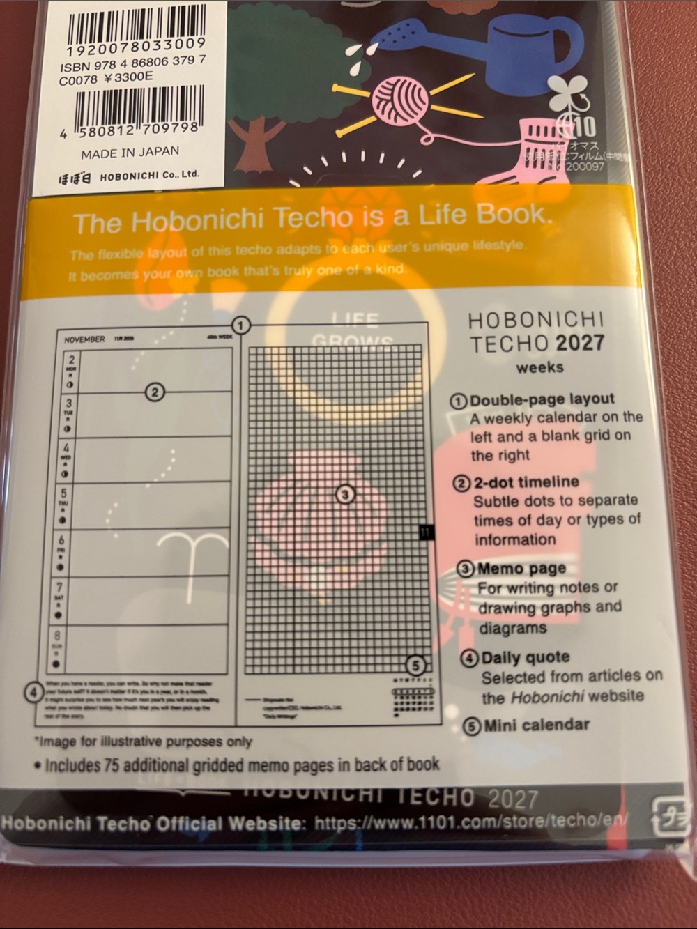 Hobonichi Techo Weeks 2027 - Yoshie Watanabe: Petit Bloom NEW original package - Picture 7 of 11